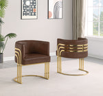 Modern Faux Leather Accent Chair with Architectural Gold Frame (AC220L) by Quality Living Furniture