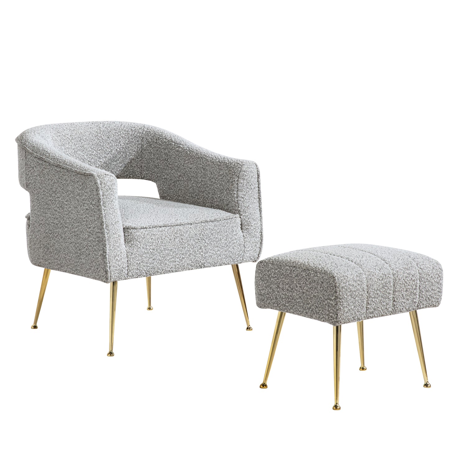 AC230-3: Accent Chair & Ottoman 2pc Set with Gold Chrome Legs