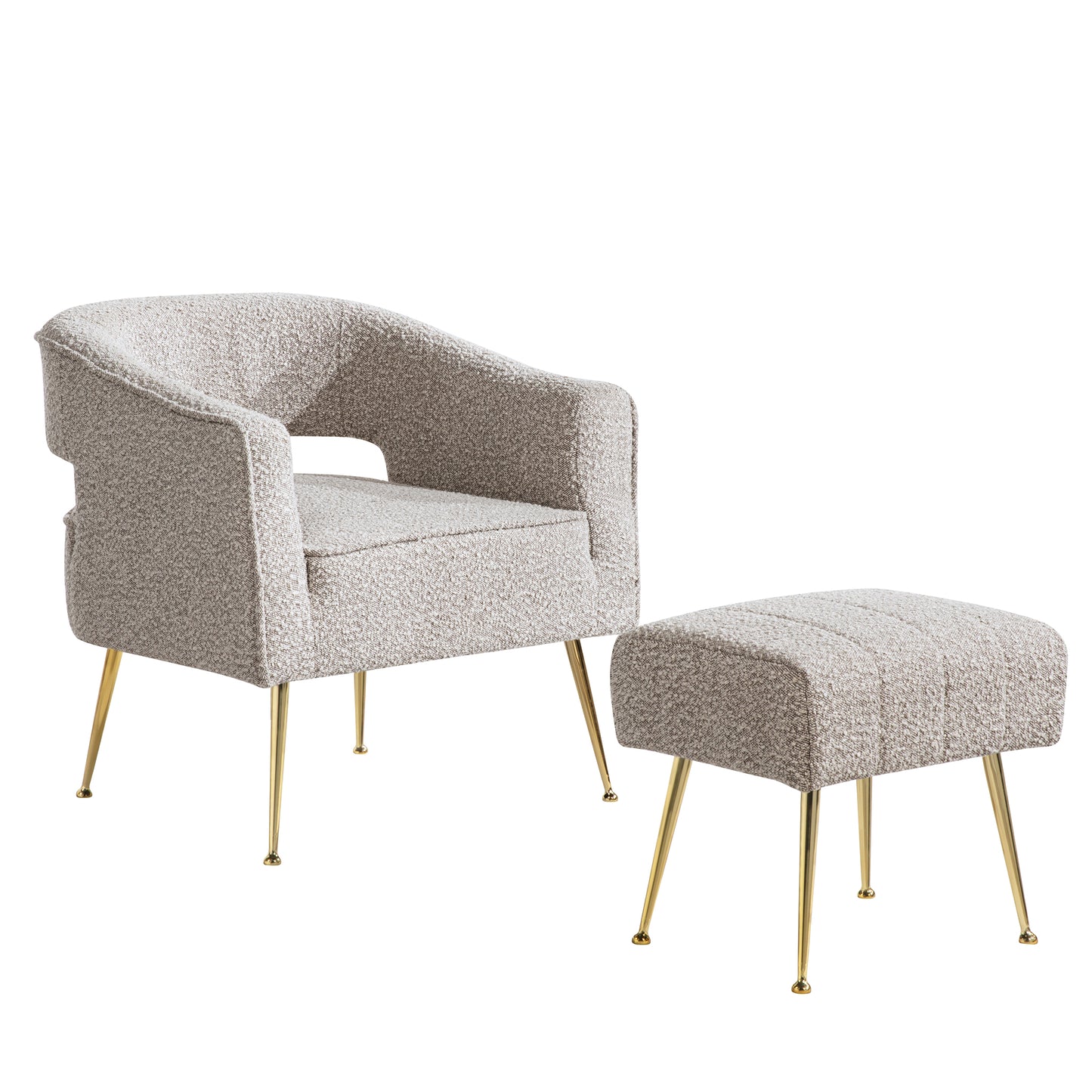 AC230-3: Accent Chair & Ottoman 2pc Set with Gold Chrome Legs