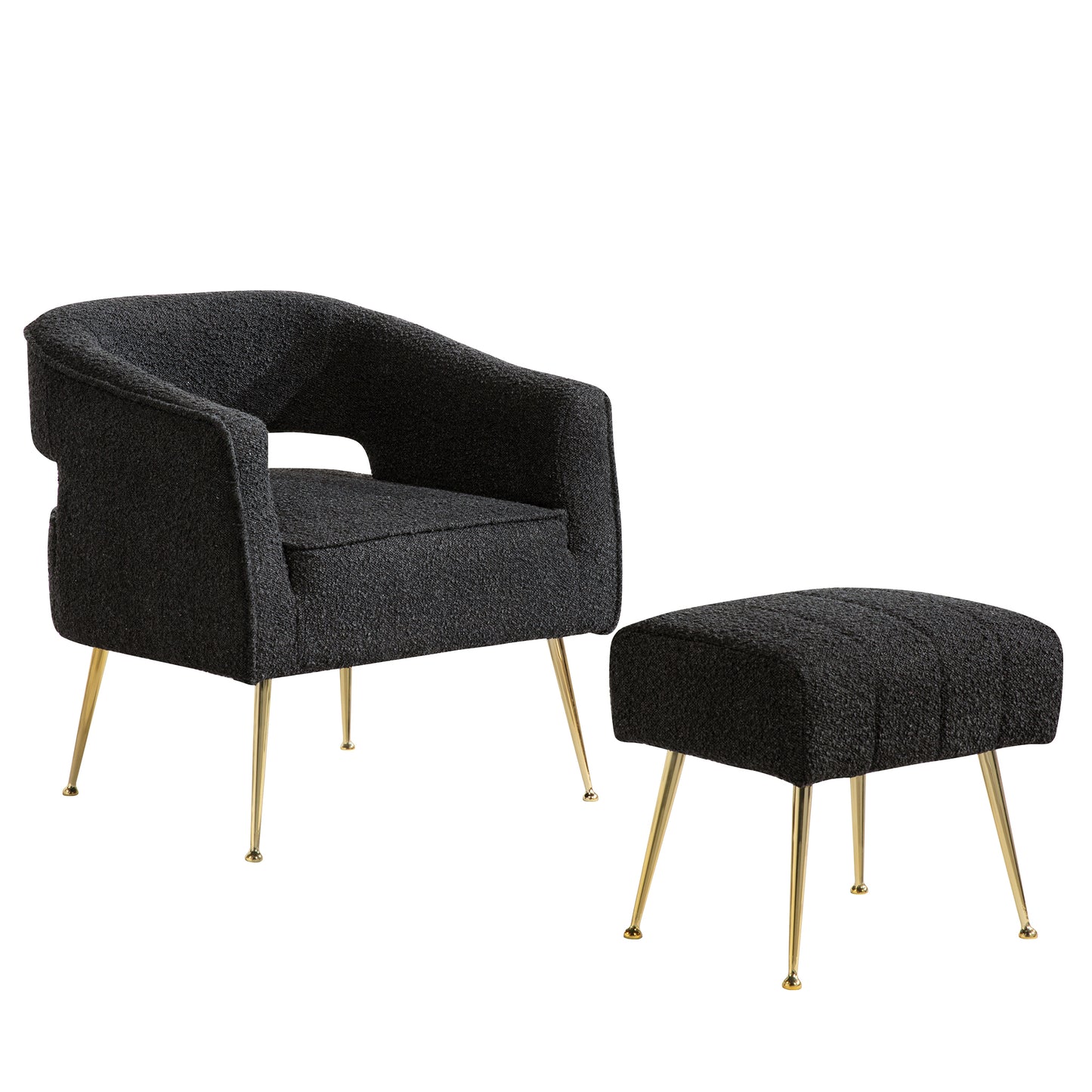 AC230-3: Accent Chair & Ottoman 2pc Set with Gold Chrome Legs