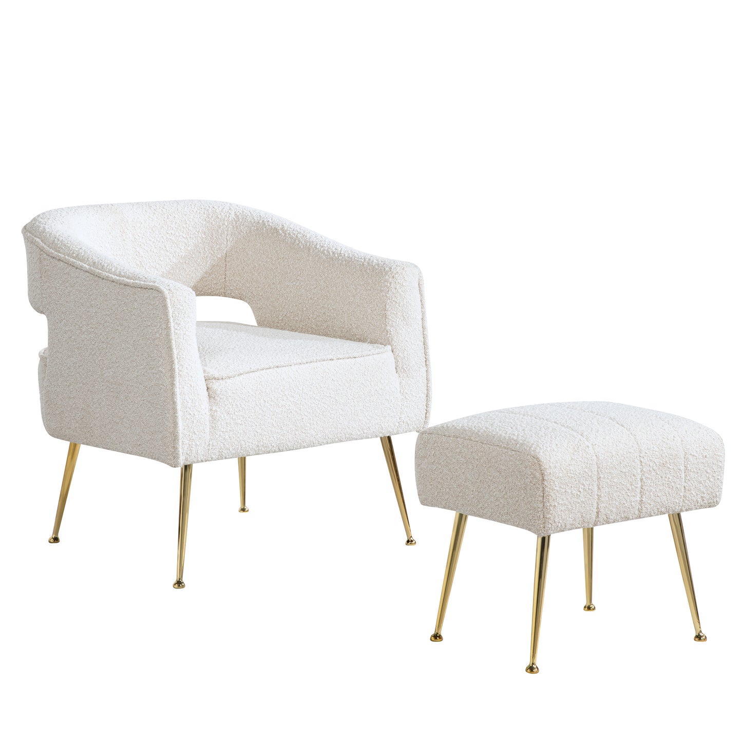AC230-3: Accent Chair & Ottoman 2pc Set with Gold Chrome Legs
