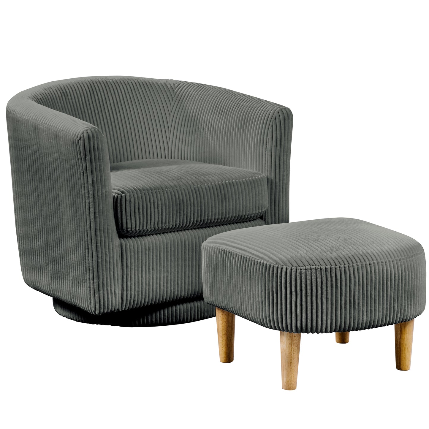 AC92-4: Velvet Swivel Chair with Ottoman