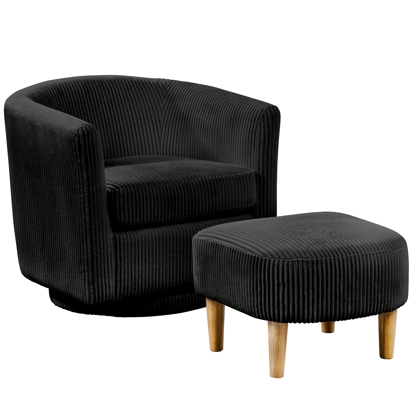 AC92-4: Velvet Swivel Chair with Ottoman