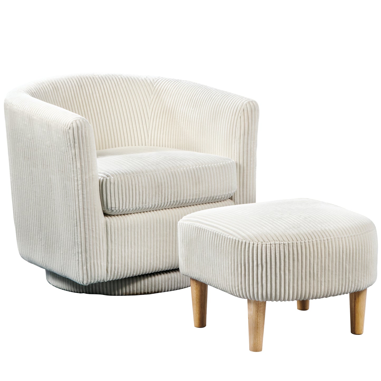 AC92-4: Velvet Swivel Chair with Ottoman