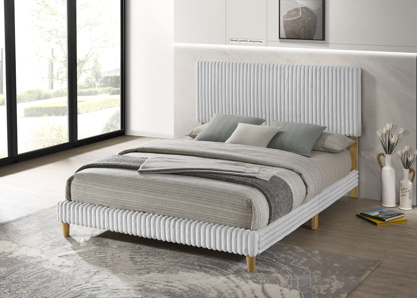 Corduroy Panel Bed Frame (B10-2)