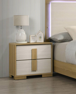 B780 Nordic Oasis Modern Two-Tone Nightstand, Scandinavian Natural Wood & White Bedside Table by Quality Living Furniture