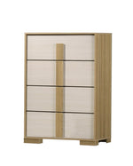 B780 Nordic Oasis Modern Two-Tone Chest, Scandinavian Natural Wood & White Tall Bedroom Dresser by Quality Living Furniture