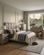 Majestic Weathered Greige Bedroom Collection with Tall Panel Headboard (B840) by Quality Living Furniture