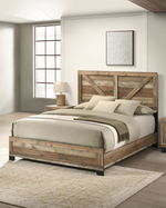 Weathered Brown Pine Farmhouse Panel Bed Frame | Queen and King by Quality Living Furniture