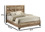 B850 Timber Heritage Rustic Queen Size Bed, Weathered Brown Pine Farmhouse Panel Bed Frame with Barn Door Headboard by Quality Living Furniture