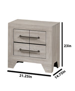Weathered Grey Oak Wood Nightstand with 2 Drawers (B860) by Quality Living Furniture
