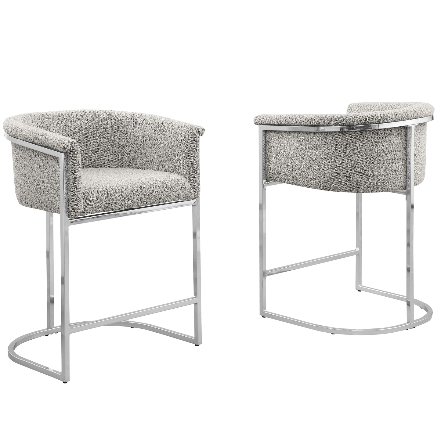SC010-7, CH010-7, & BS010-7: Modern Boucle Fabric Chairs with U-Shaped Chrome Legs (Set of 2)
