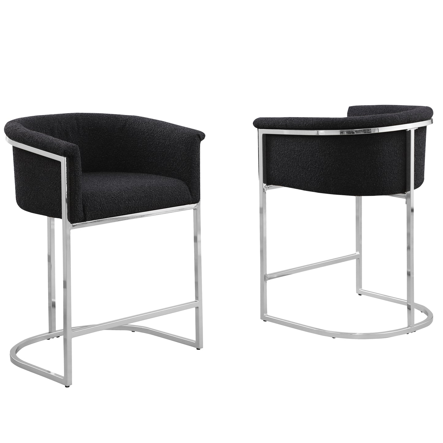 SC010-7, CH010-7, & BS010-7: Modern Boucle Fabric Chairs with U-Shaped Chrome Legs (Set of 2)
