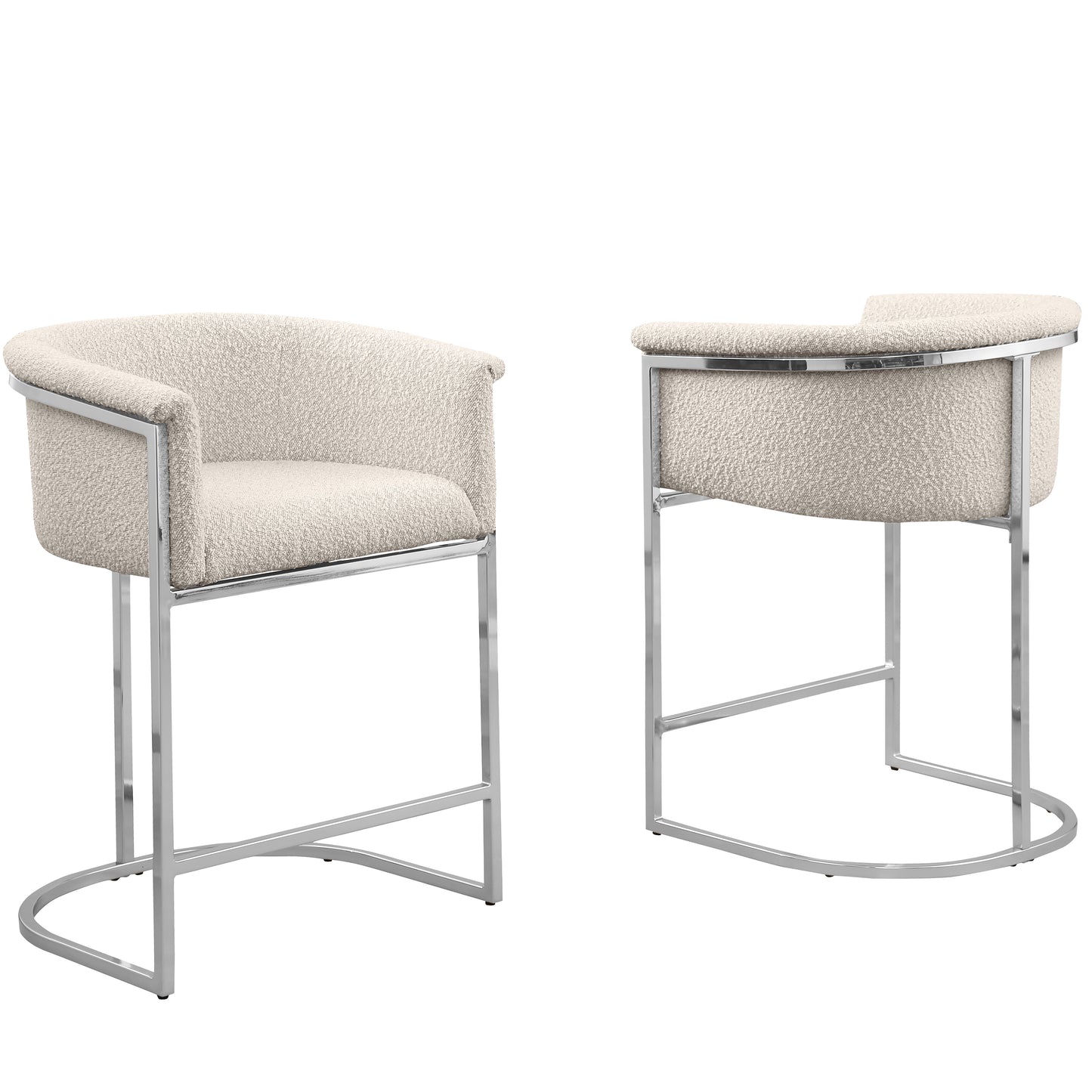 SC010-7, CH010-7, & BS010-7: Modern Boucle Fabric Chairs with U-Shaped Chrome Legs (Set of 2)