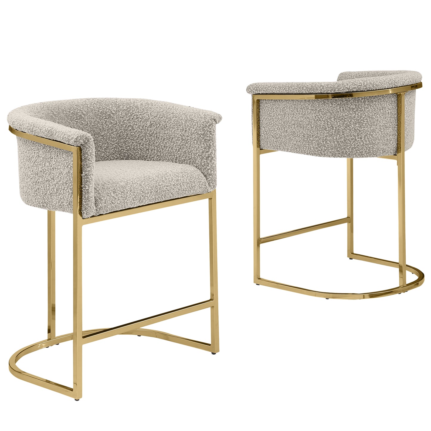 SC010-7, CH010-7, & BS010-7: Modern Boucle Fabric Chairs with U-Shaped Chrome Legs (Set of 2)