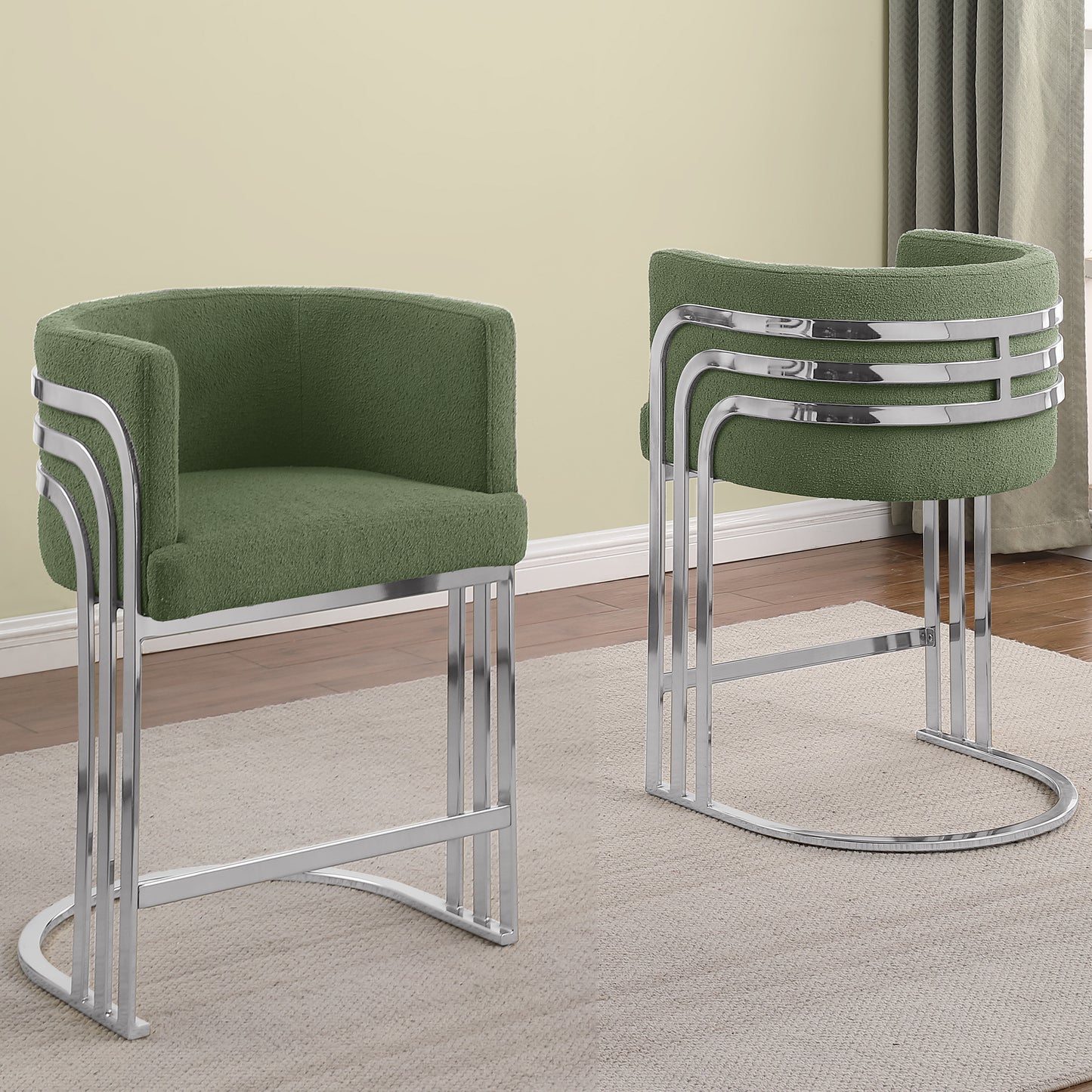 SC020-7, CH020-7, & BS020-7: Modern Teddy Fabric Chairs with Chrome Base