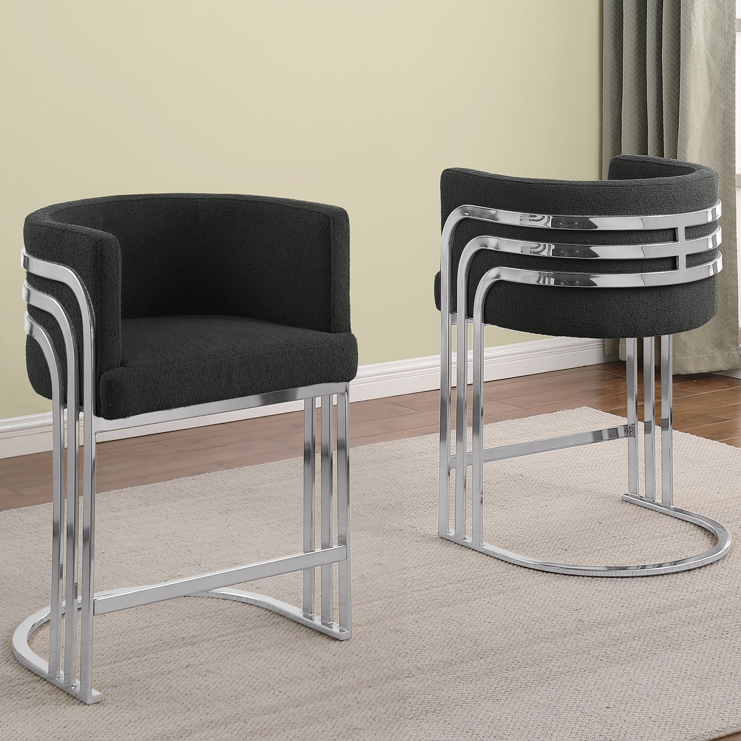 SC020-7, CH020-7, & BS020-7: Modern Teddy Fabric Chairs with Chrome Base
