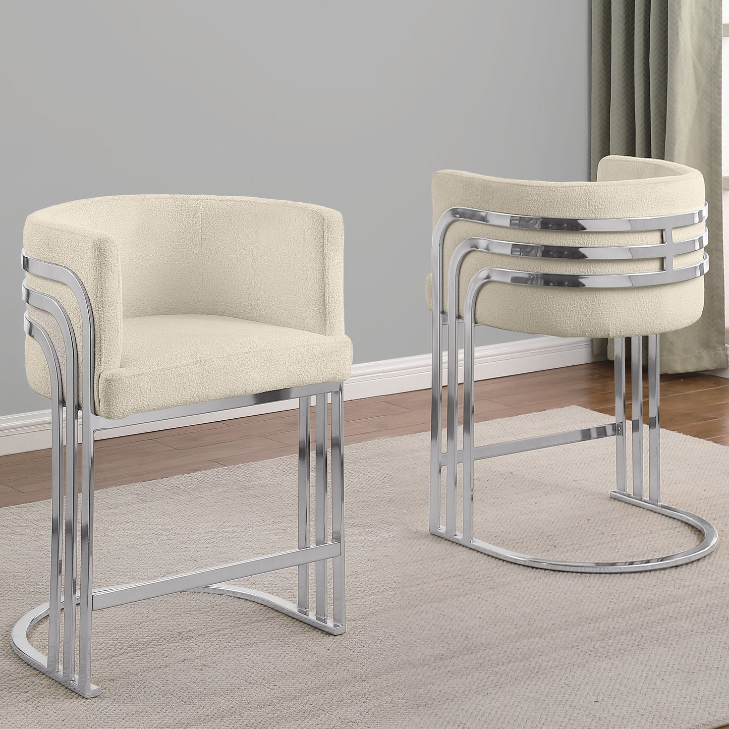 SC020-7, CH020-7, & BS020-7: Modern Teddy Fabric Chairs with Chrome Base