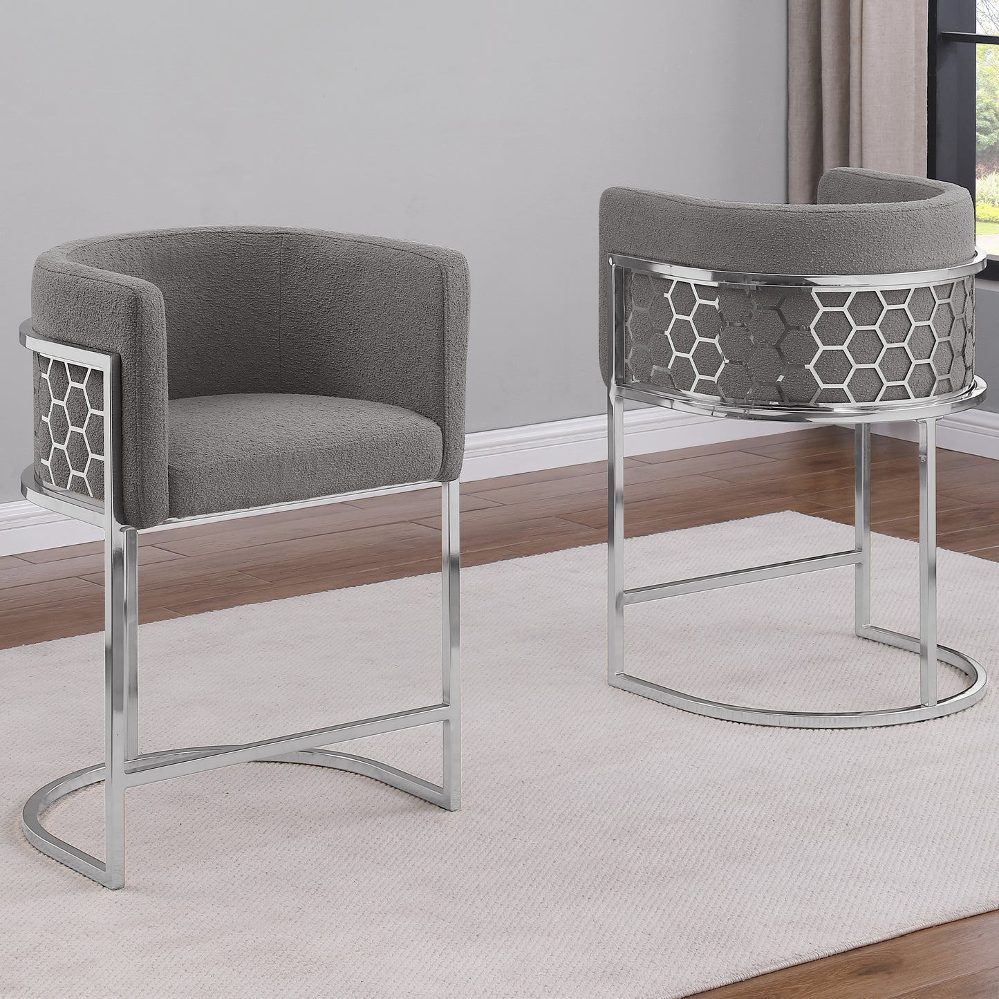 SC030-7, CH030-7, & BS030-7: Modern Teddy Fabric Chairs with Honey Comb Back Design