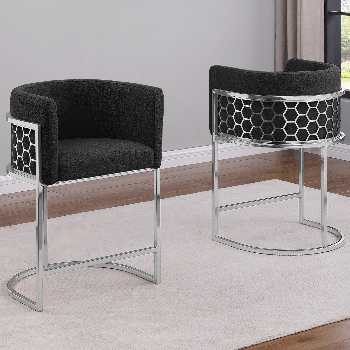 SC030-7, CH030-7, & BS030-7: Modern Teddy Fabric Chairs with Honey Comb Back Design