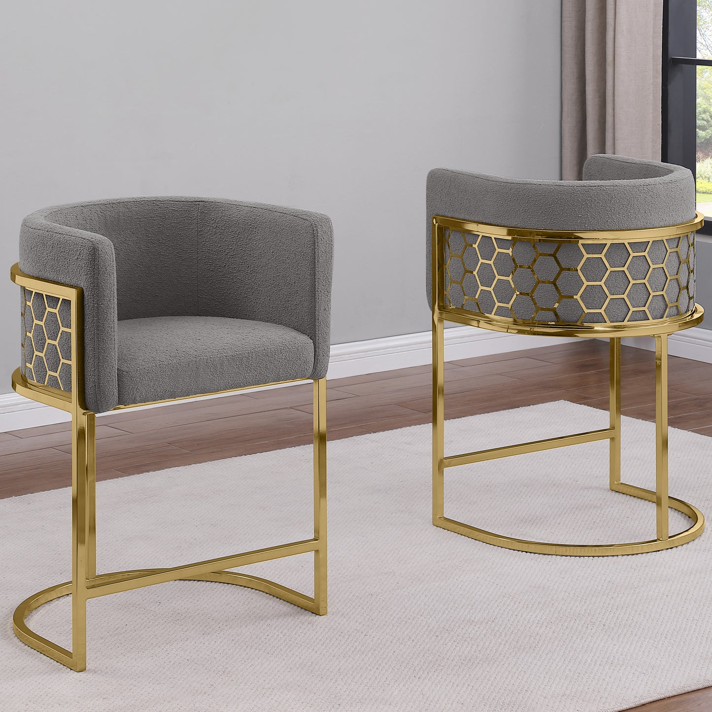 SC030-7, CH030-7, & BS030-7: Modern Teddy Fabric Chairs with Honey Comb Back Design