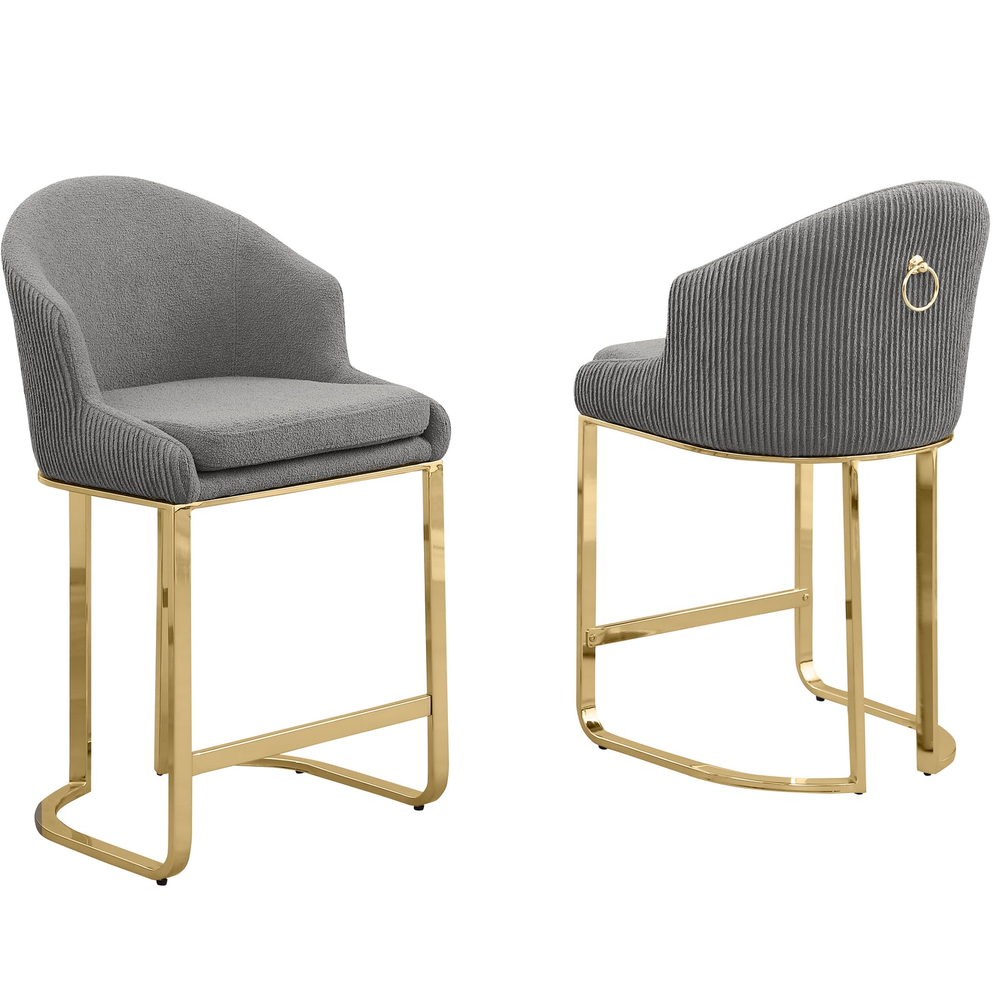 SC370-7, CH370-7, & BS370-7: Modern Teddy Upholstered Chairs with Chrome Finish Legs & Decorative Back Ring Handle (Set of 2)