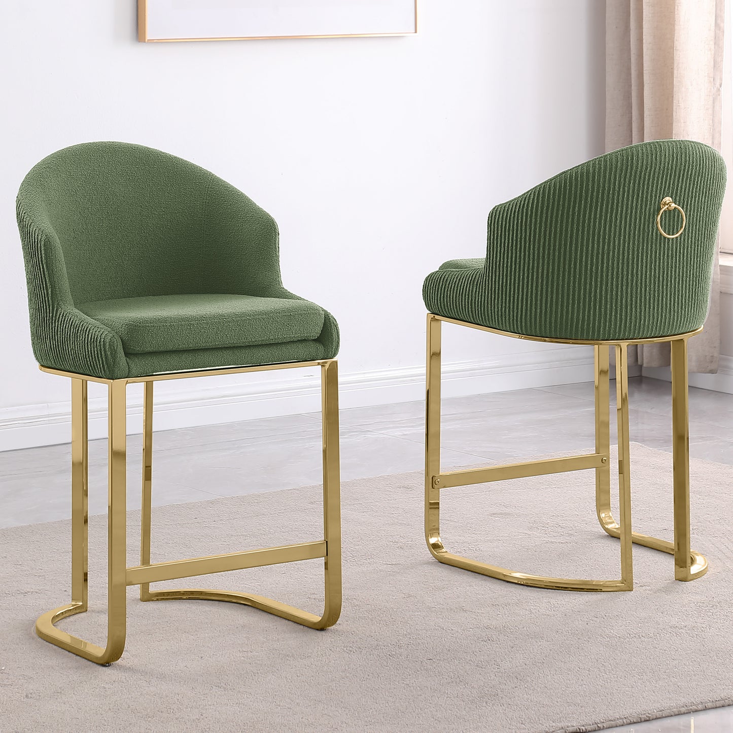 SC370-7, CH370-7, & BS370-7: Modern Teddy Upholstered Chairs with Chrome Finish Legs & Decorative Back Ring Handle (Set of 2)