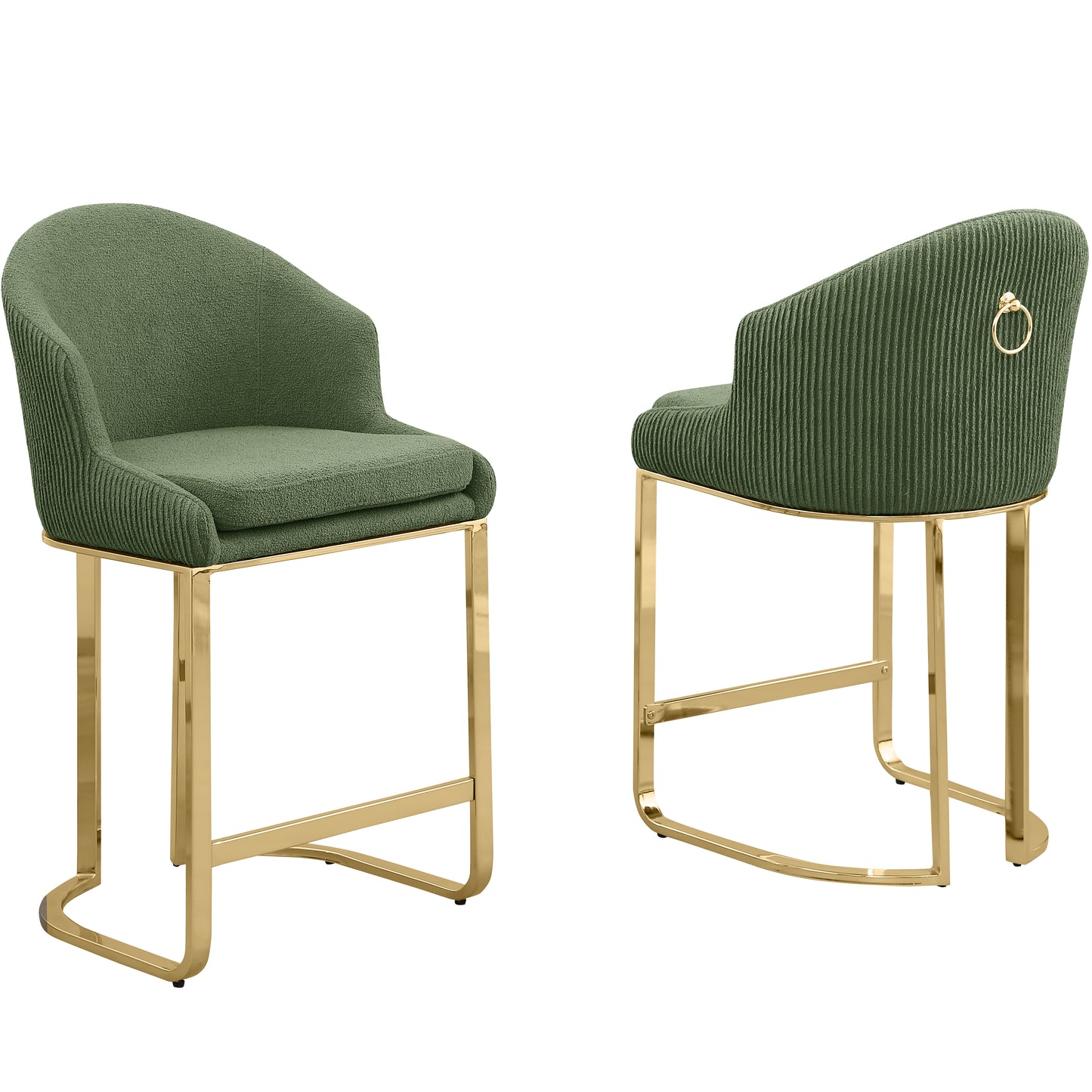 SC370-7, CH370-7, & BS370-7: Modern Teddy Upholstered Chairs with Chrome Finish Legs & Decorative Back Ring Handle (Set of 2)