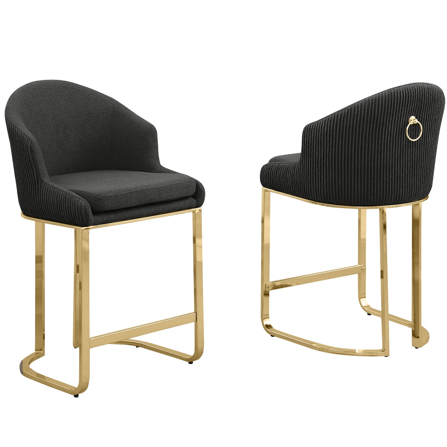 SC370-7, CH370-7, & BS370-7: Modern Teddy Upholstered Chairs with Chrome Finish Legs & Decorative Back Ring Handle (Set of 2)