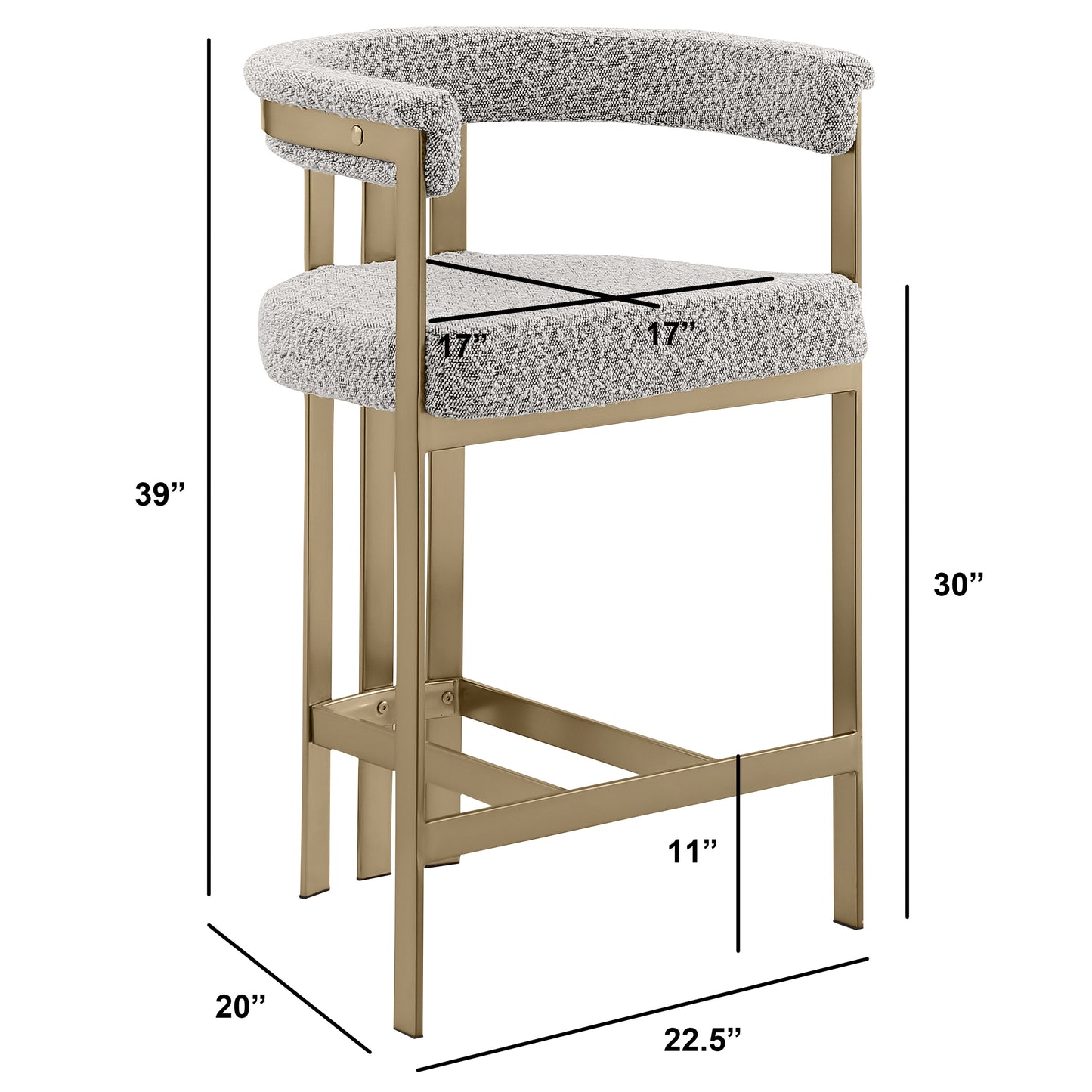 SC380-7. CH380-7, & BS380-7: Modern Boucle Upholstered Chairs with Matte Brushed Chrome Finish Legs (Set of 2)