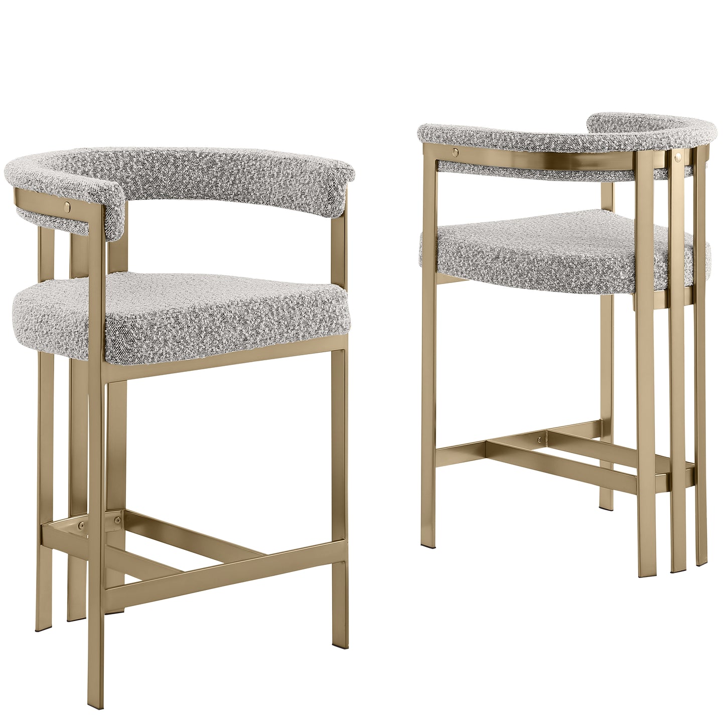 SC380-7. CH380-7, & BS380-7: Modern Boucle Upholstered Chairs with Matte Brushed Chrome Finish Legs (Set of 2)