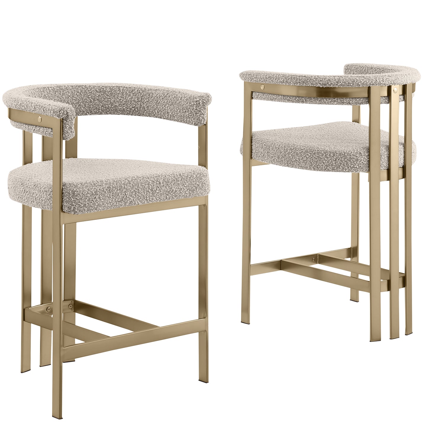 SC380-7. CH380-7, & BS380-7: Modern Boucle Upholstered Chairs with Matte Brushed Chrome Finish Legs (Set of 2)