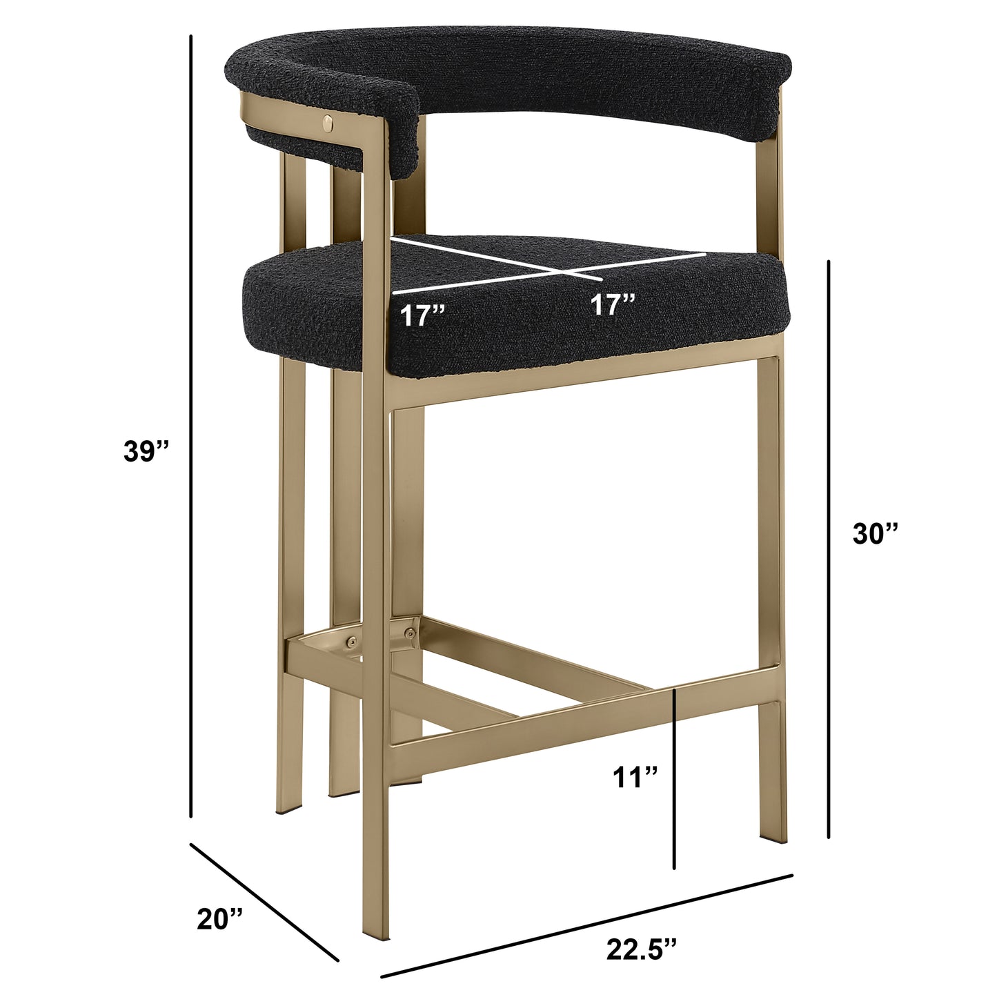 SC380-7. CH380-7, & BS380-7: Modern Boucle Upholstered Chairs with Matte Brushed Chrome Finish Legs (Set of 2)