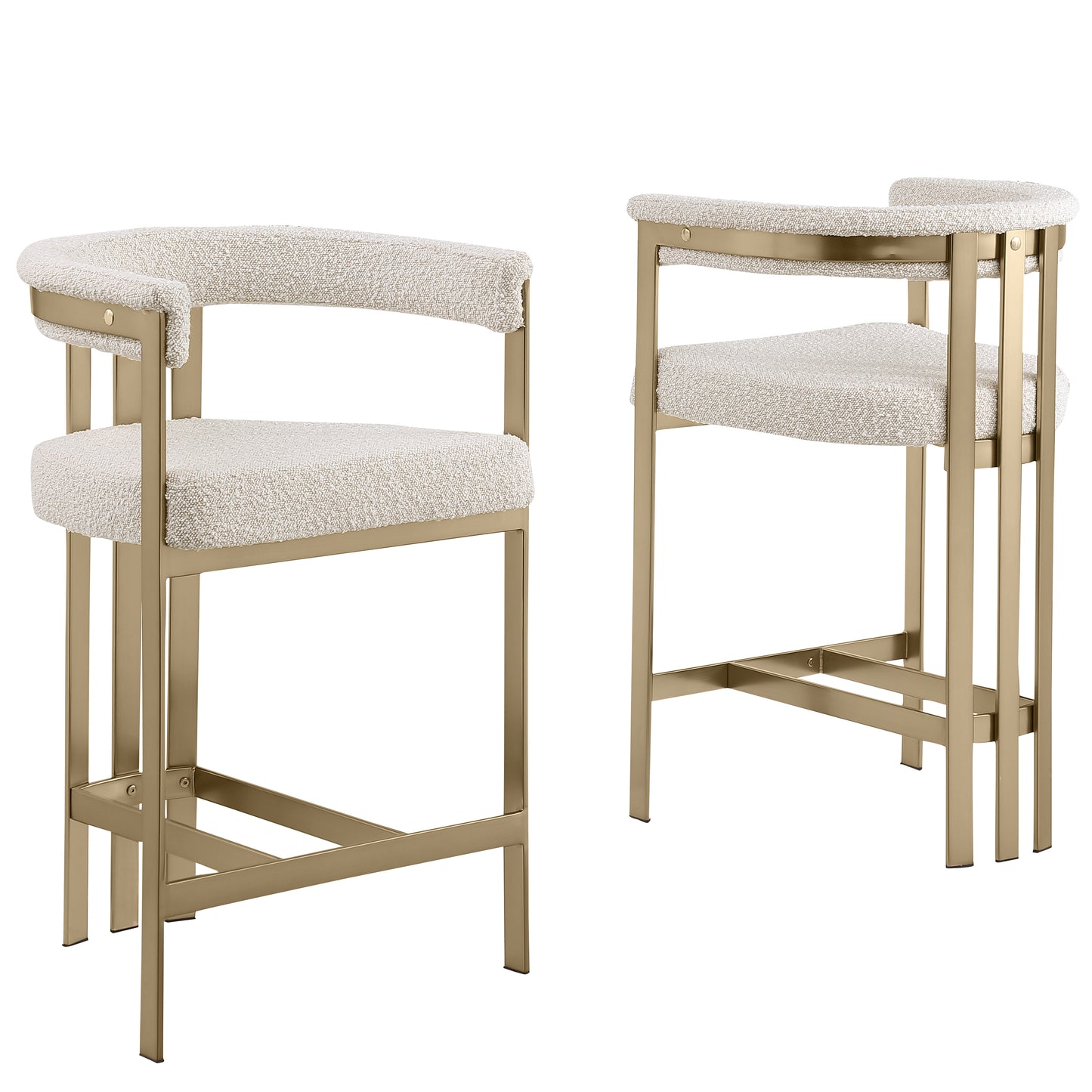 SC380-7. CH380-7, & BS380-7: Modern Boucle Upholstered Chairs with Matte Brushed Chrome Finish Legs (Set of 2)
