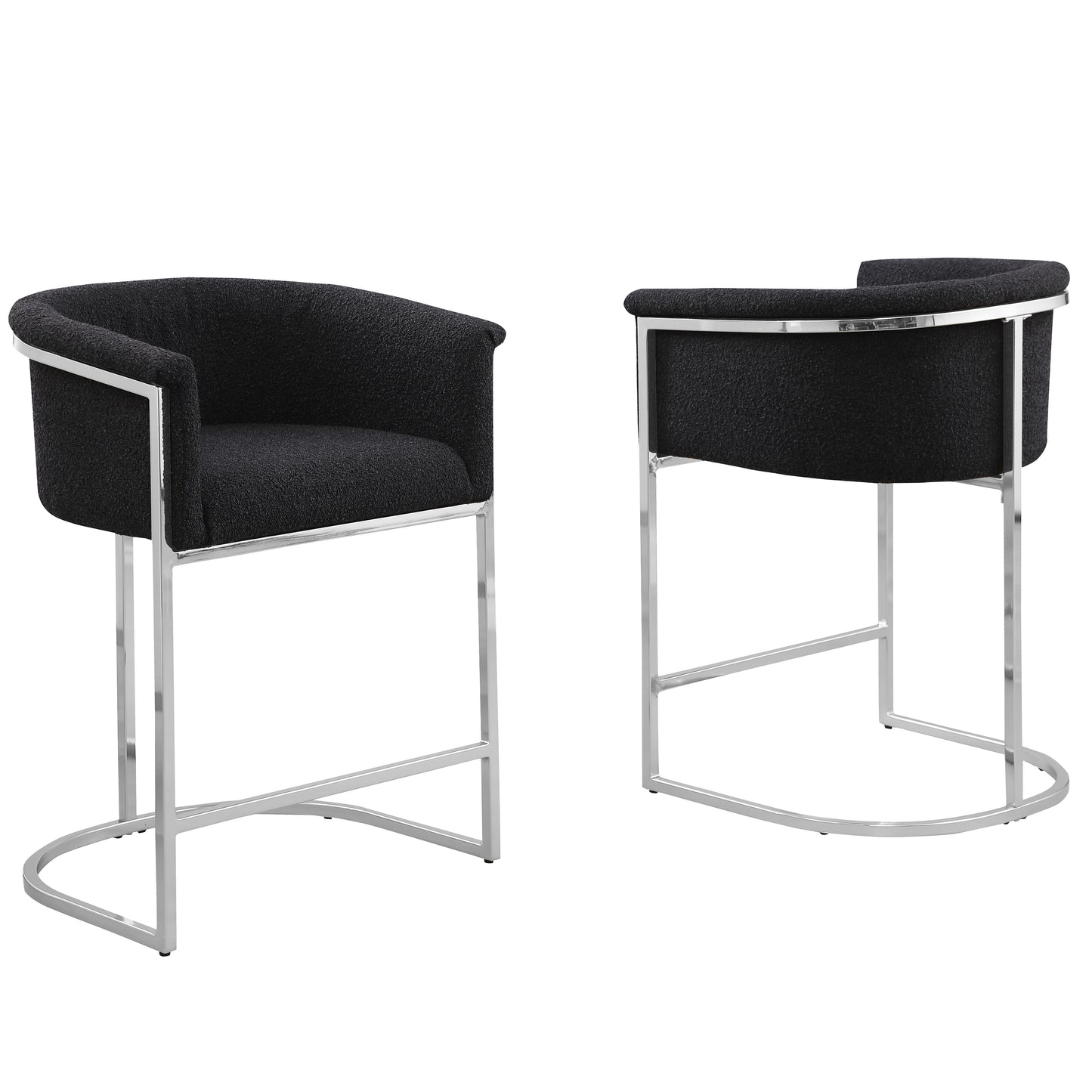 SC010-7, CH010-7, & BS010-7: Modern Boucle Fabric Chairs with U-Shaped Chrome Legs (Set of 2)