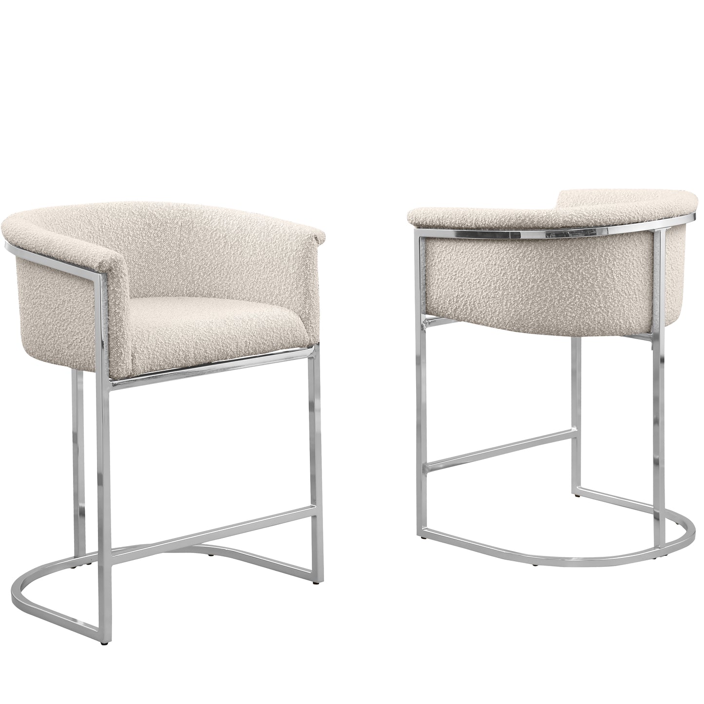SC010-7, CH010-7, & BS010-7: Modern Boucle Fabric Chairs with U-Shaped Chrome Legs (Set of 2)