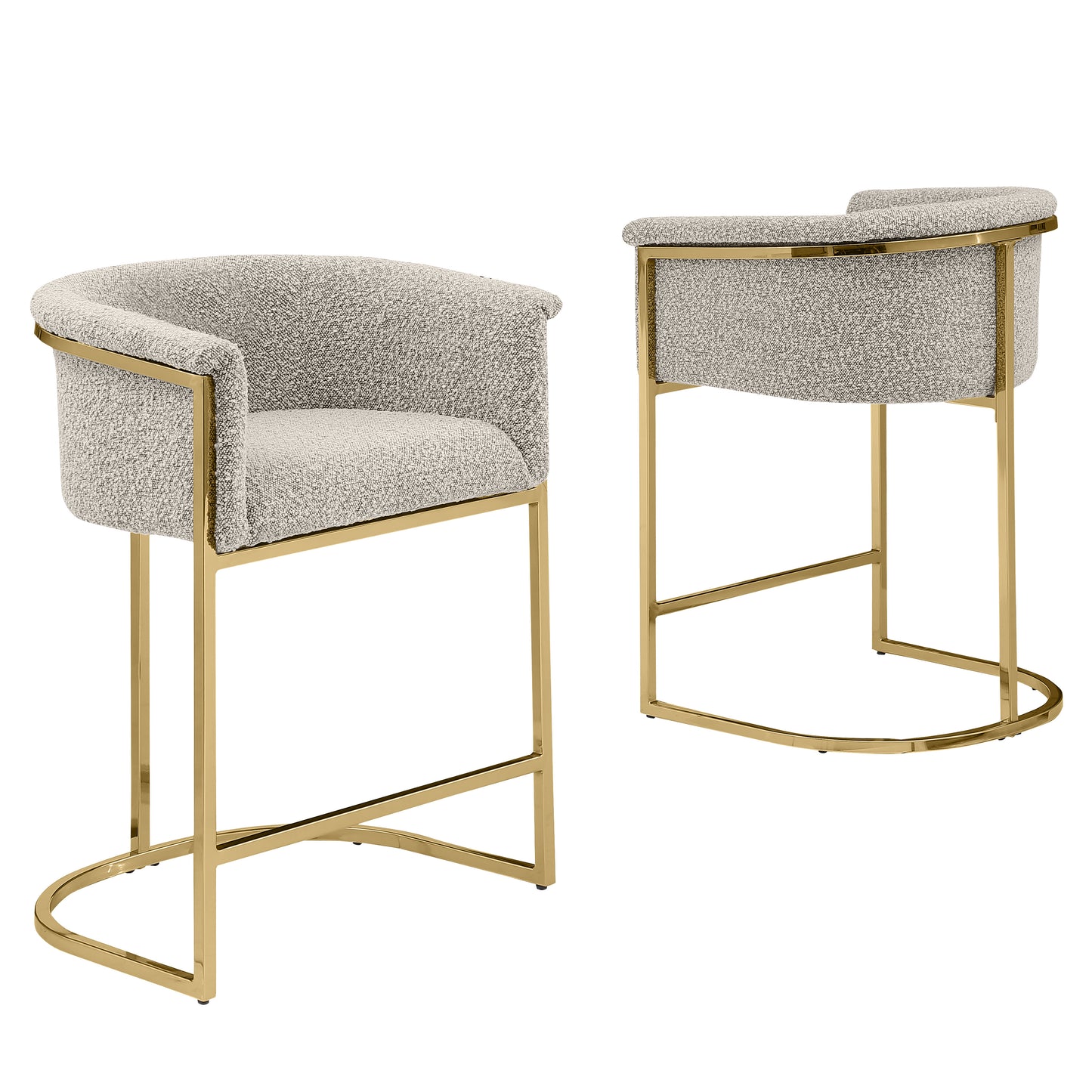 SC010-7, CH010-7, & BS010-7: Modern Boucle Fabric Chairs with U-Shaped Chrome Legs (Set of 2)