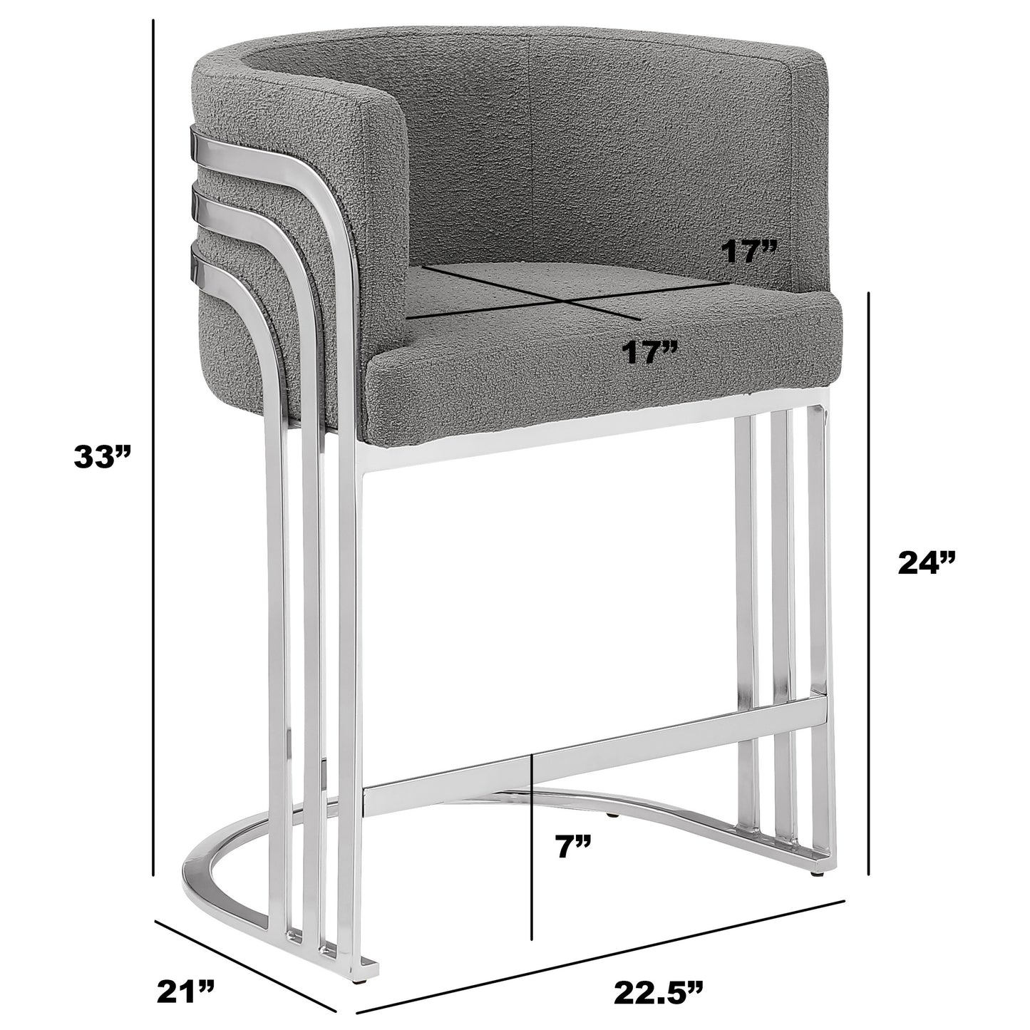 SC020-7, CH020-7, & BS020-7: Modern Teddy Fabric Chairs with Chrome Base