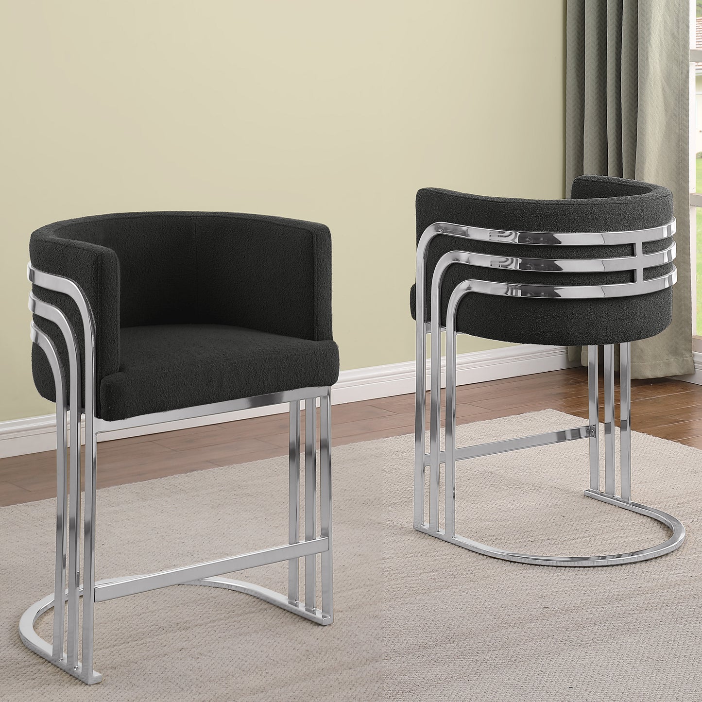 SC020-7, CH020-7, & BS020-7: Modern Teddy Fabric Chairs with Chrome Base