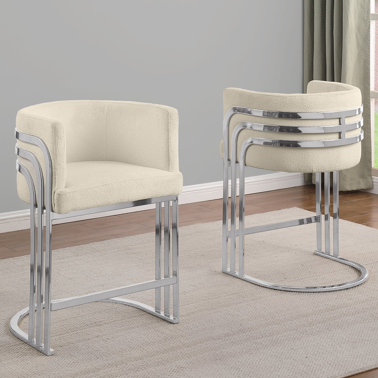 SC020-7, CH020-7, & BS020-7: Modern Teddy Fabric Chairs with Chrome Base