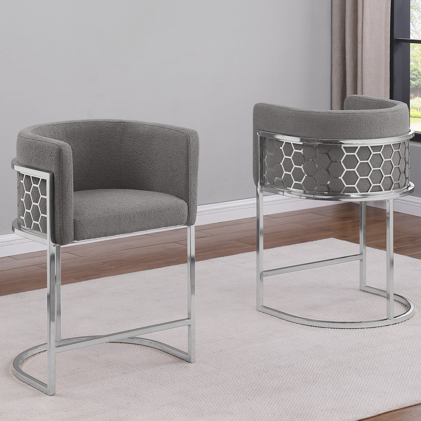SC030-7, CH030-7, & BS030-7: Modern Teddy Fabric Chairs with Honey Comb Back Design
