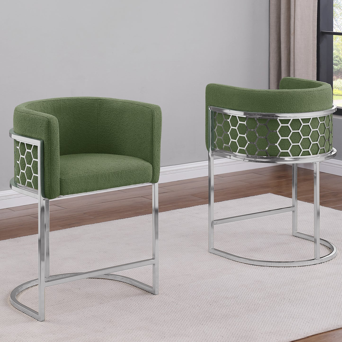 SC030-7, CH030-7, & BS030-7: Modern Teddy Fabric Chairs with Honey Comb Back Design