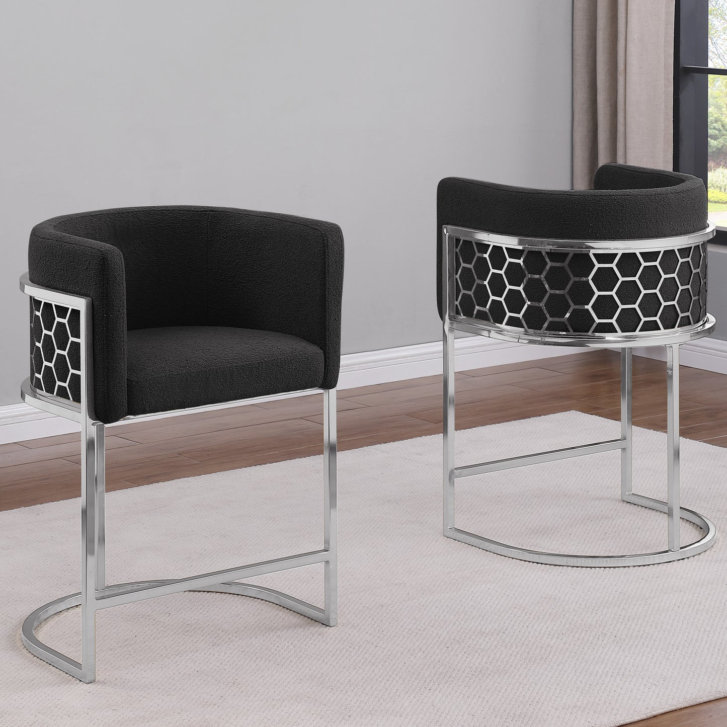 SC030-7, CH030-7, & BS030-7: Modern Teddy Fabric Chairs with Honey Comb Back Design