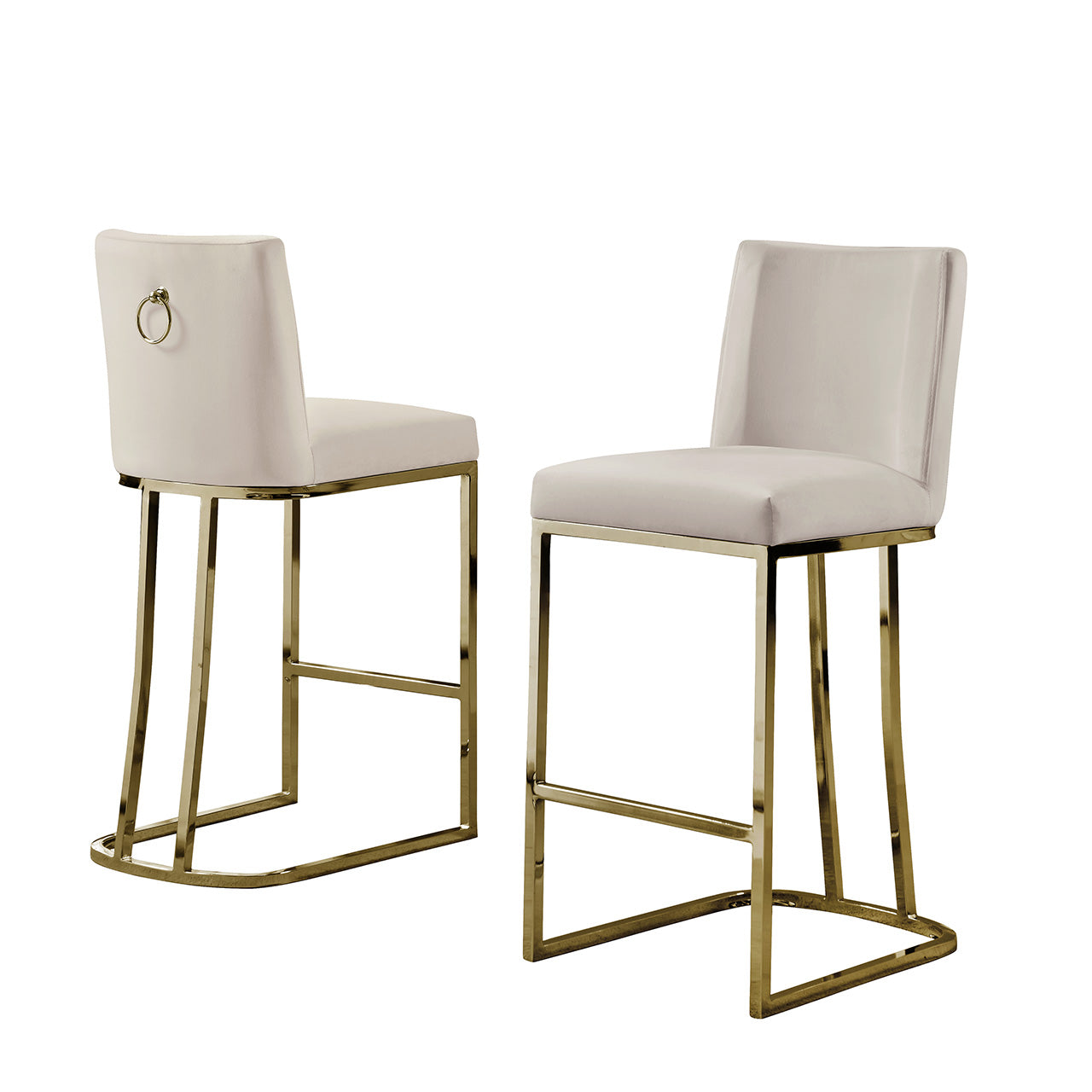 CH100-7 & CH500-7 : Modern 26" Counter Height Chairs with Chrome Finished Back Ring Handle (Set of 2)