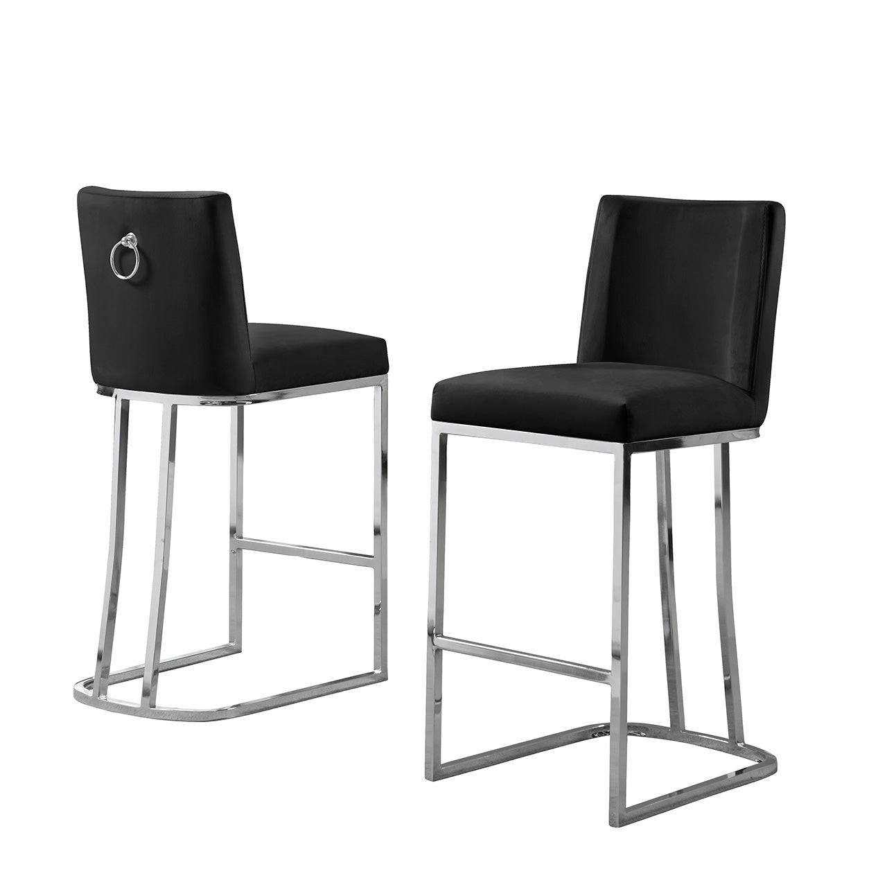 CH100-7 & CH500-7 : Modern 26" Counter Height Chairs with Chrome Finished Back Ring Handle (Set of 2)