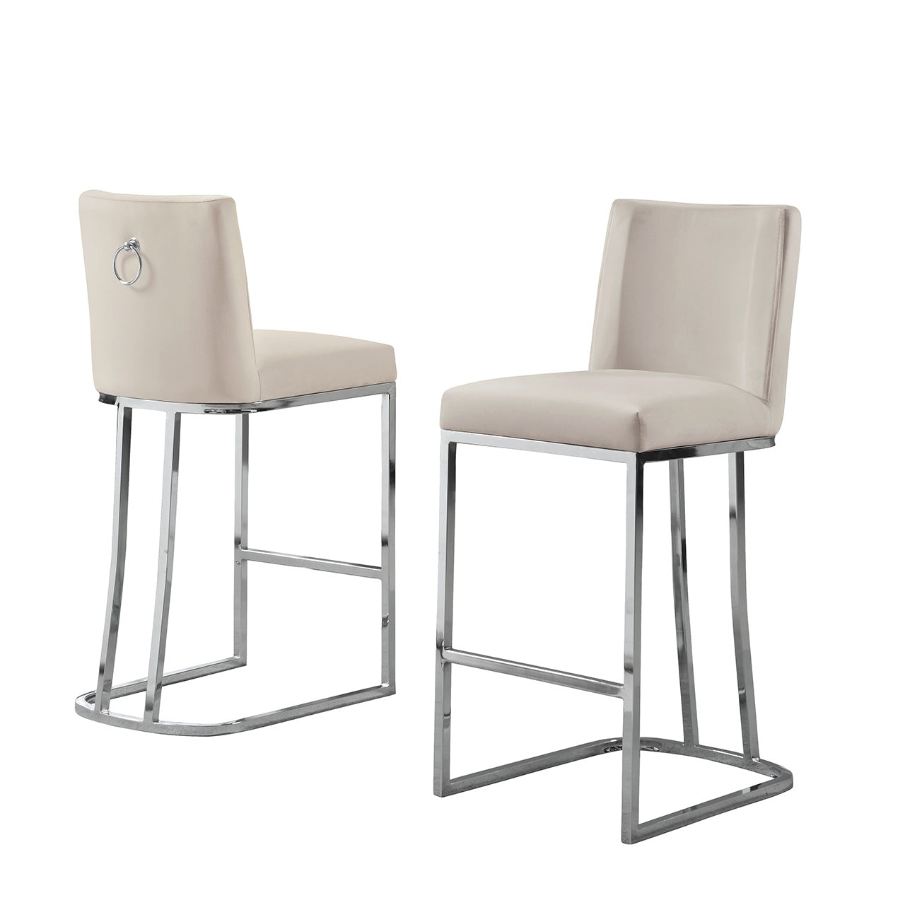 CH100-7 & CH500-7 : Modern 26" Counter Height Chairs with Chrome Finished Back Ring Handle (Set of 2)