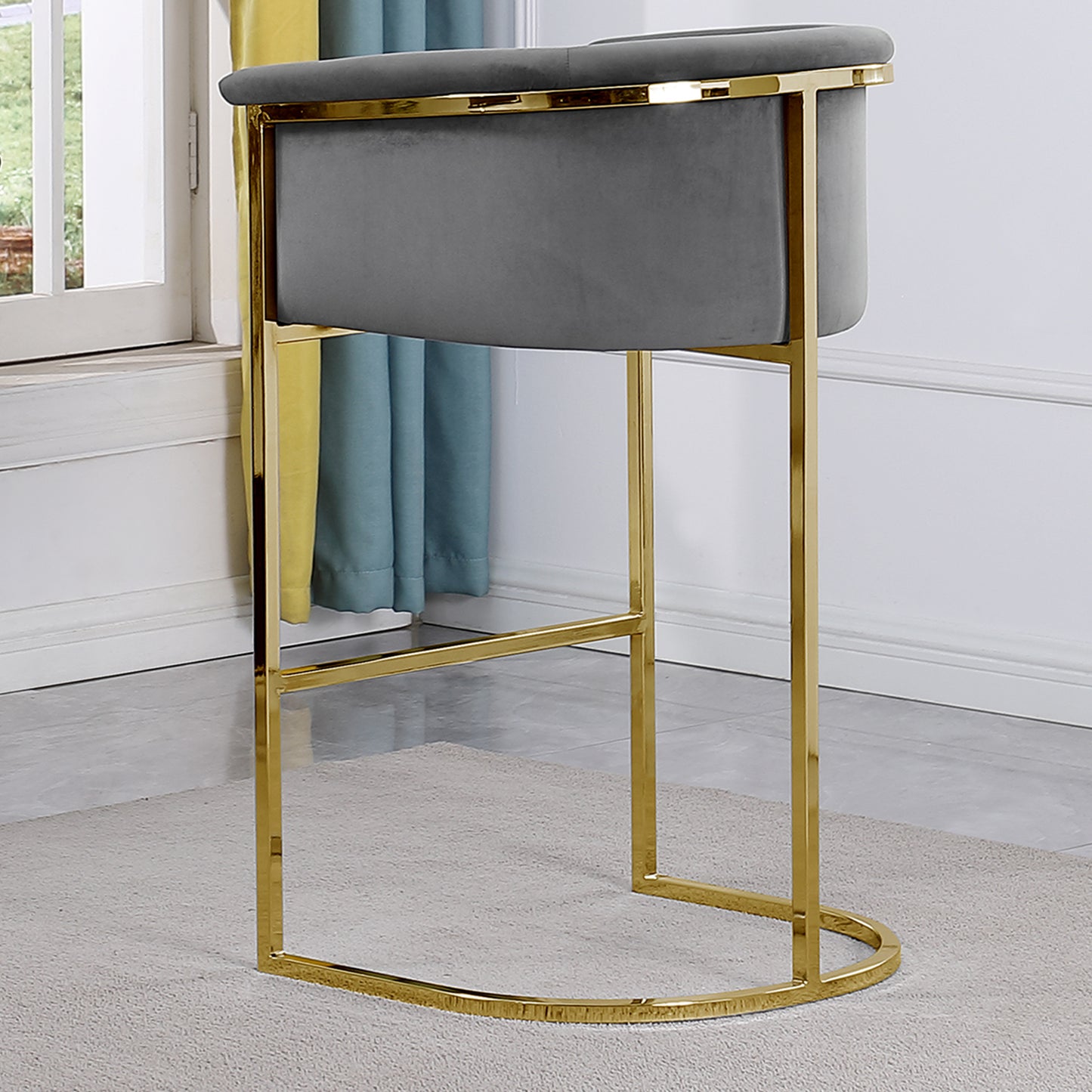 CH210-CH220: Modern Velvet 24" Counter Height Chair with Chrome Legs (Set of 1)
