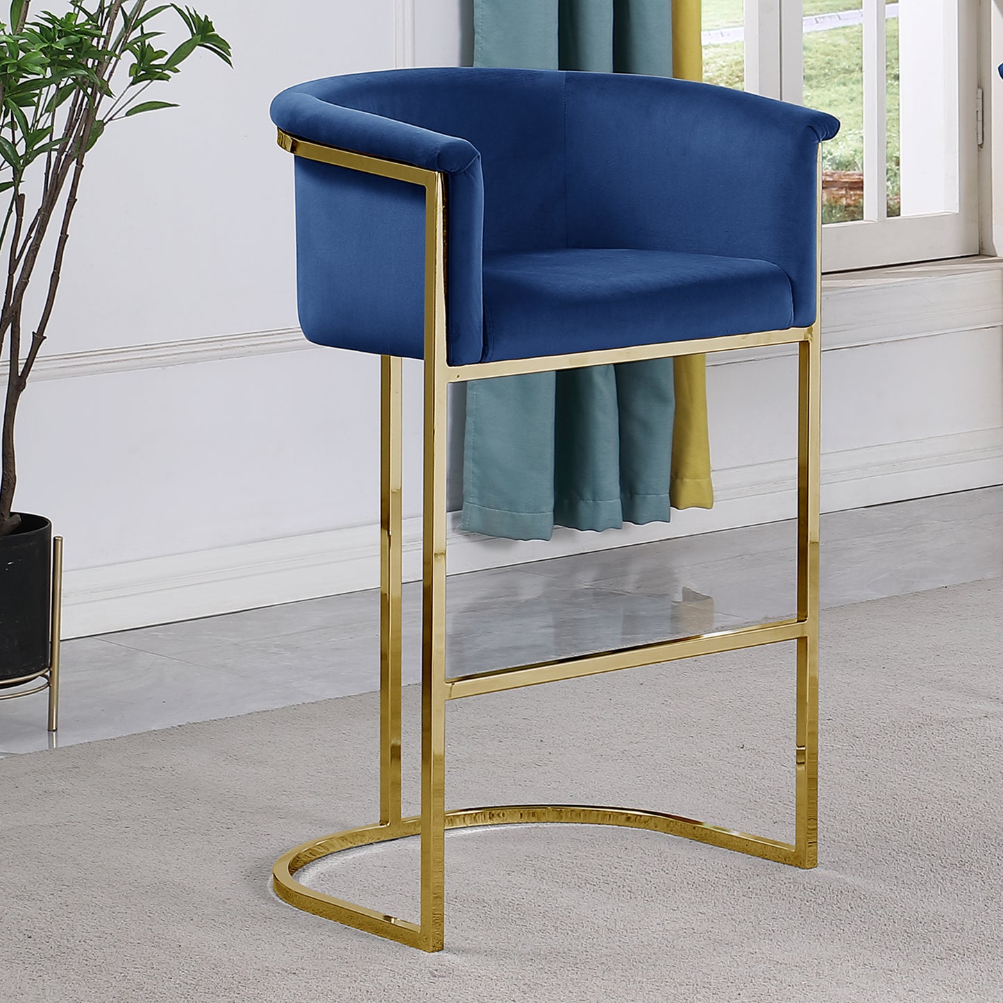 CH210-CH220: Modern Velvet 24" Counter Height Chair with Chrome Legs (Set of 1)