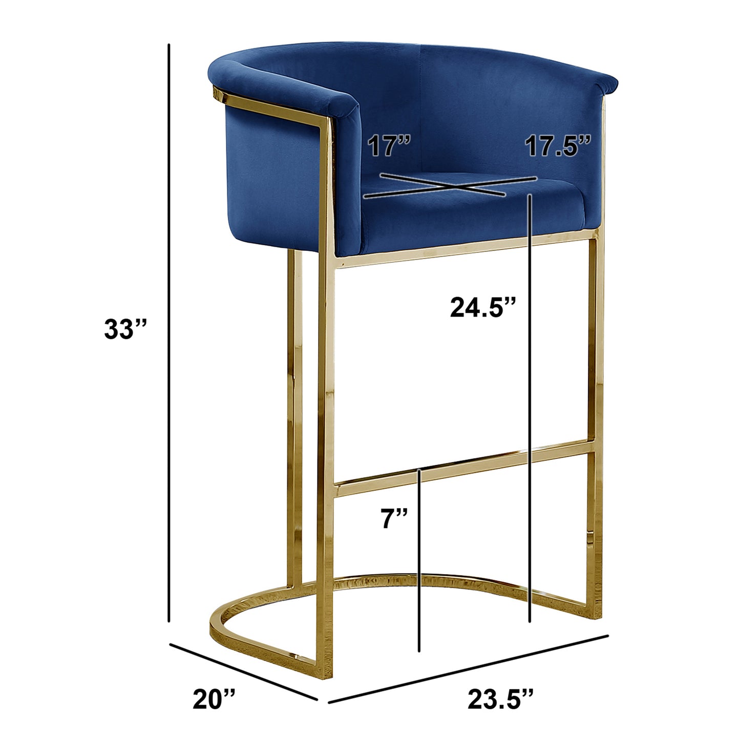 CH210-CH220: Modern Velvet 24" Counter Height Chair with Chrome Legs (Set of 1)