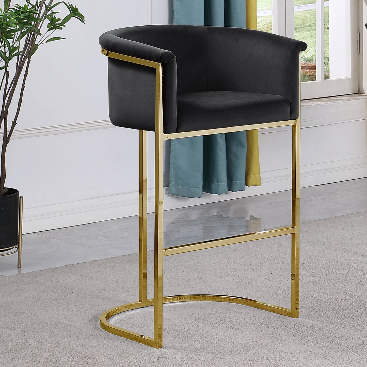 CH210-CH220: Modern Velvet 24" Counter Height Chair with Chrome Legs (Set of 1)